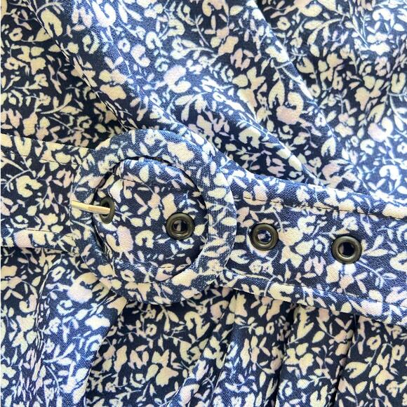 Jonathan Simkhai Evelyn Floral Cottagecore Belted Ruffle Hem Mini Dress Blue 8 - Picture 6 of 8